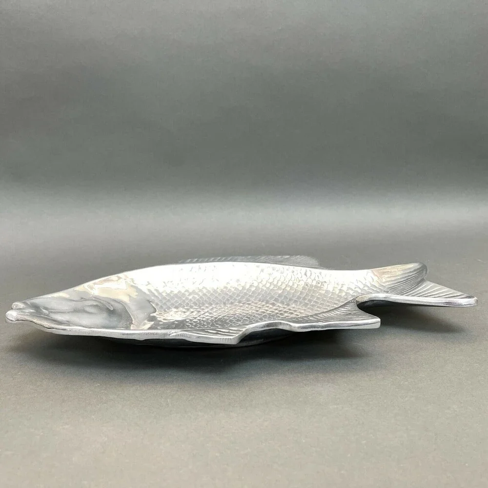 Fish Platter Silver-tone Metal Made in Mexico‎ 13 7/8